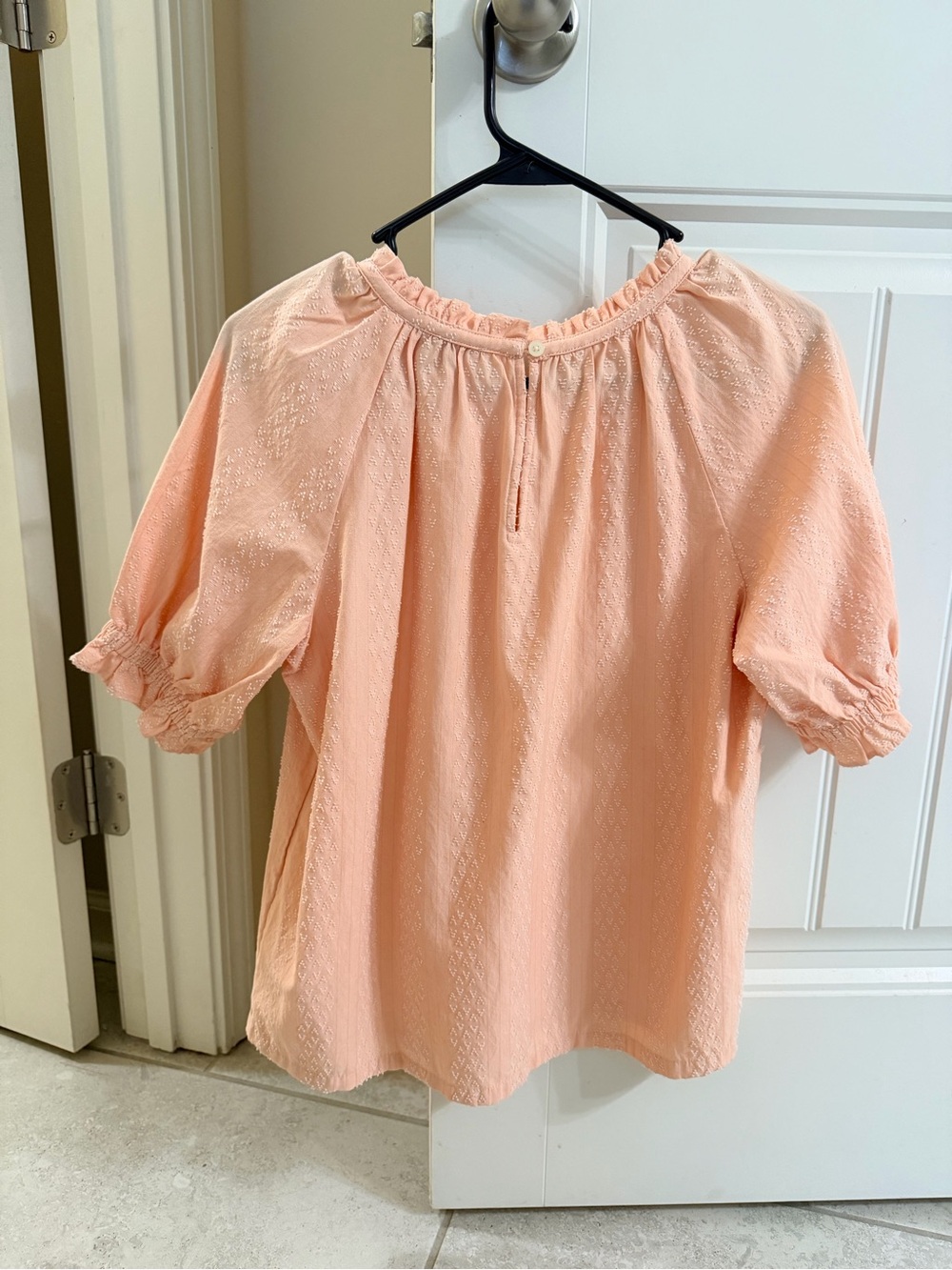LOFT Peach Textured Ruffle-Neck Blouse - Picture 2 of 4